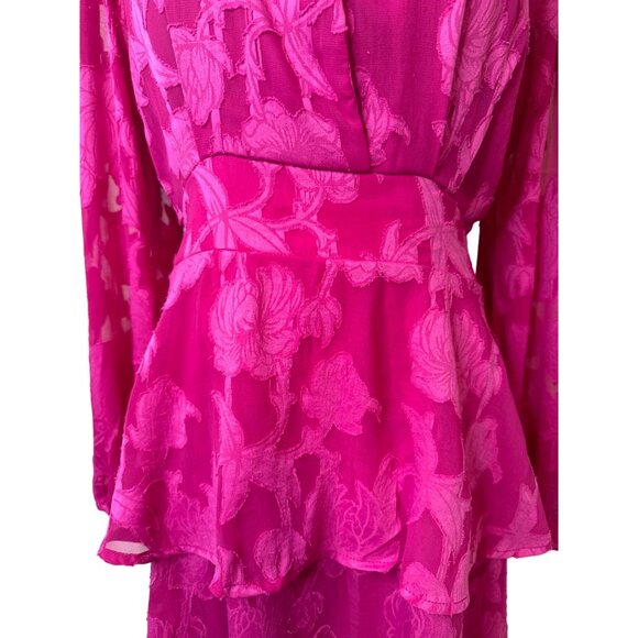 NWT Band Of The Free Large Fuchsia Pink Textured Long Sleeve Mini Dress - Picture 11 of 16